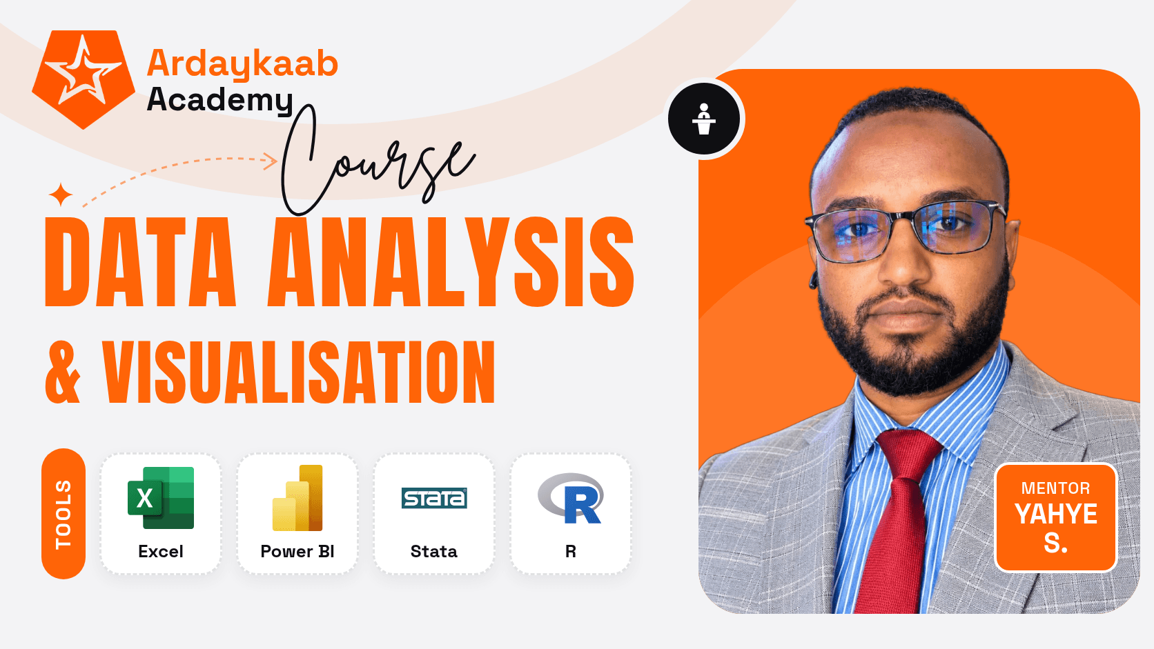 Data Analysis & Visualisation, course poster with the tools you'll learn