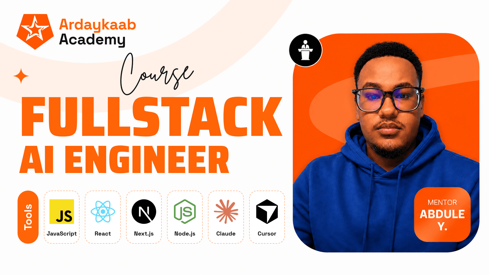 Fullstack AI Engineer, course poster with the tools you'll learn